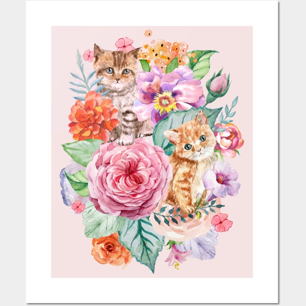 Kittens in flowers I Wall Art by CatyArte